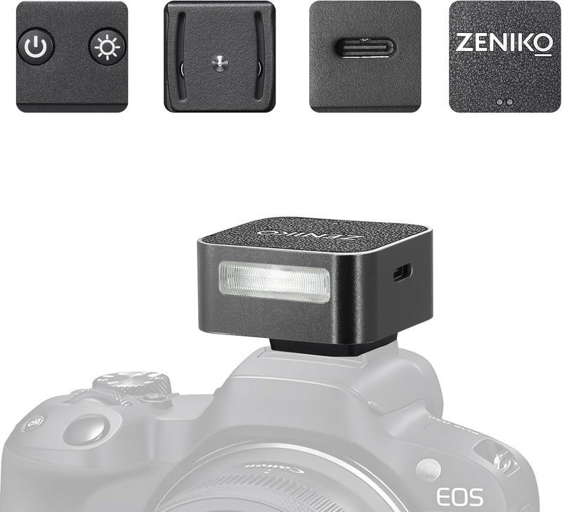 ZENIKO ZF04 Lightweight On-Camera Flash,Mini Flash Speedlite, CCT 6500K±200K,372 Full-Power Flash Light with Universal Hot Shoe Mount Fit for Canon, Nikon, Sony, Fuji,Leica Cameras (Black) - Image 1